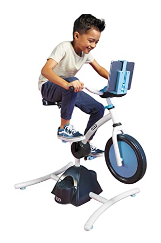 Little Tikes Pelican Explore & Fit Cycle Fun Adjustable Fitness Exercise Equipment for Kids Stationary Bike w Videos, Built-in Bluetooth Speaker- Gifts for Kid, Toys for Boys Girls Ages 3-7 Year Old